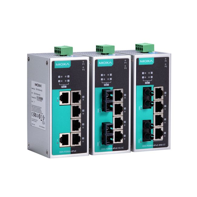 MOXA EDS-P206A-4PoE-T 6-port Unmanaged Ethernet Switches with 4 IEEE 802.3af/at PoE+ ports